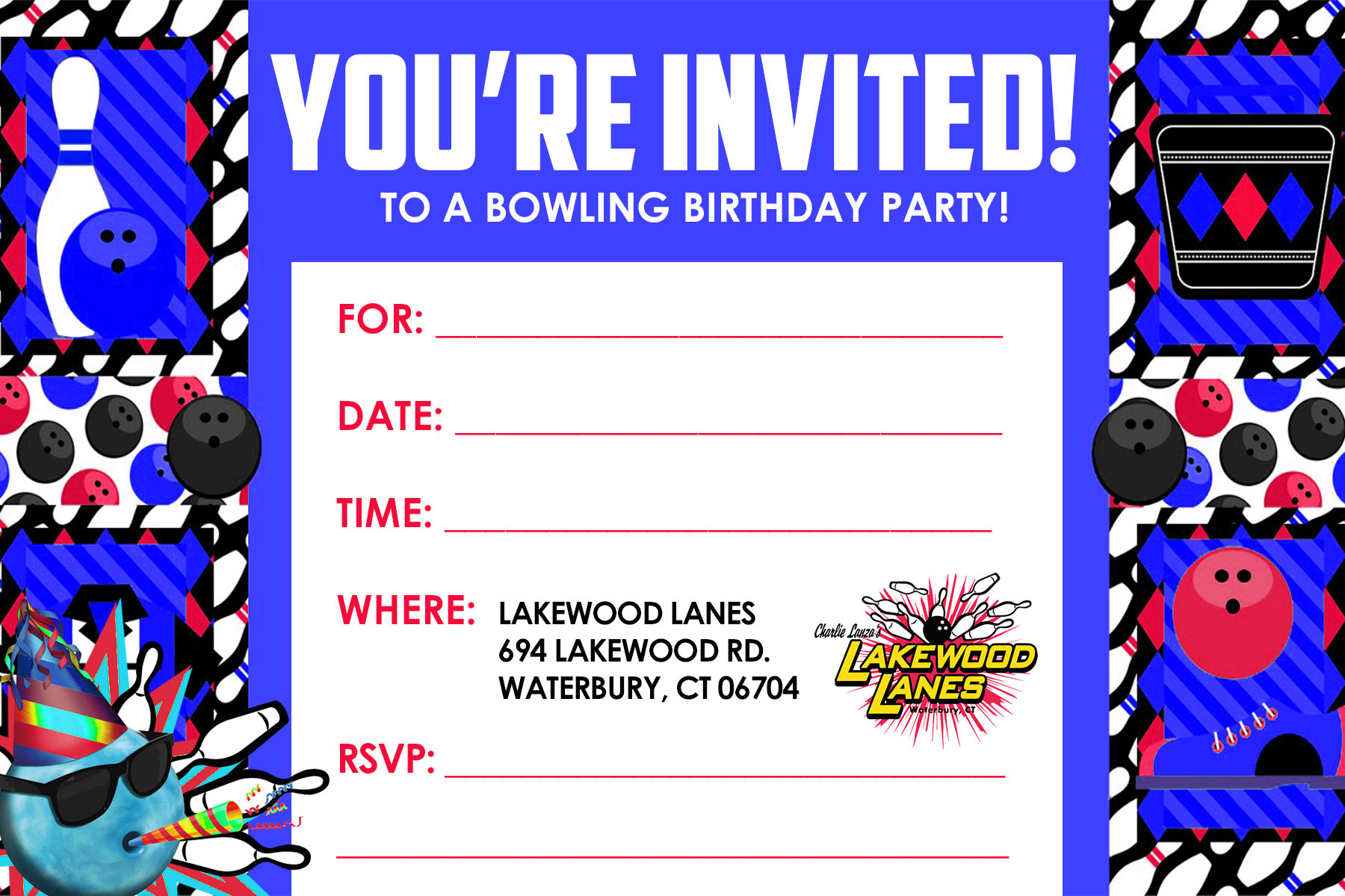 Free printable birthday party invitations.
